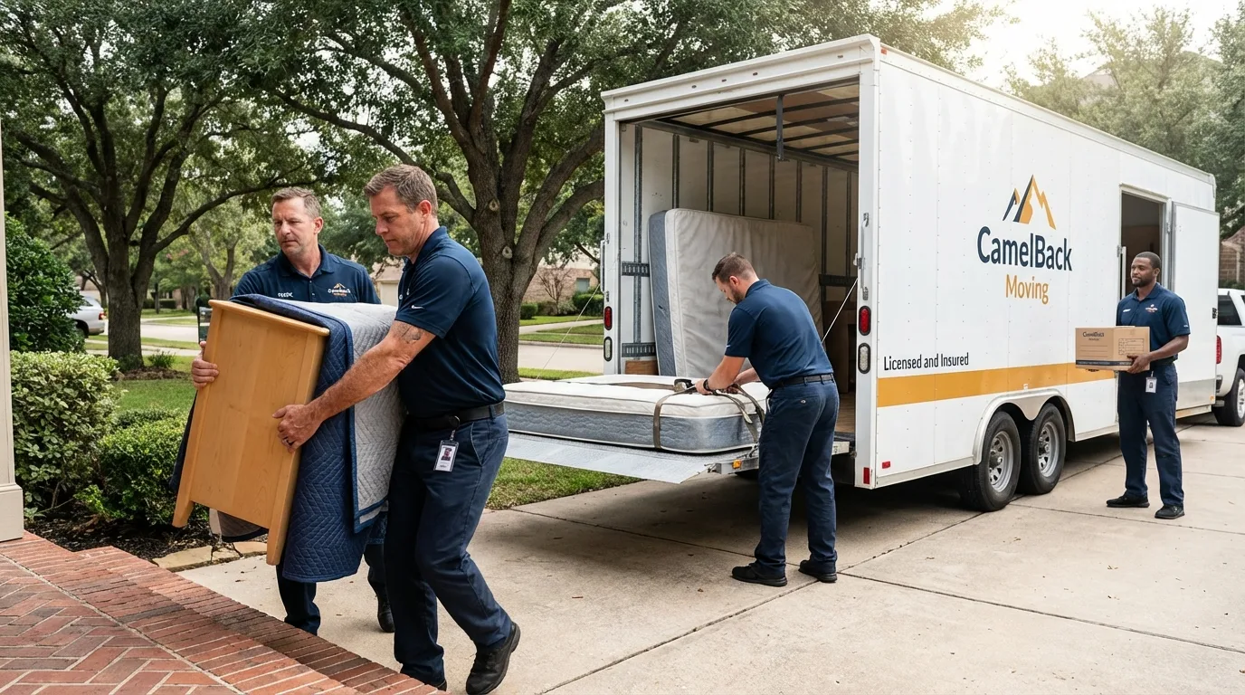Crew loading residential truck for cross-state move from Pablo, MT