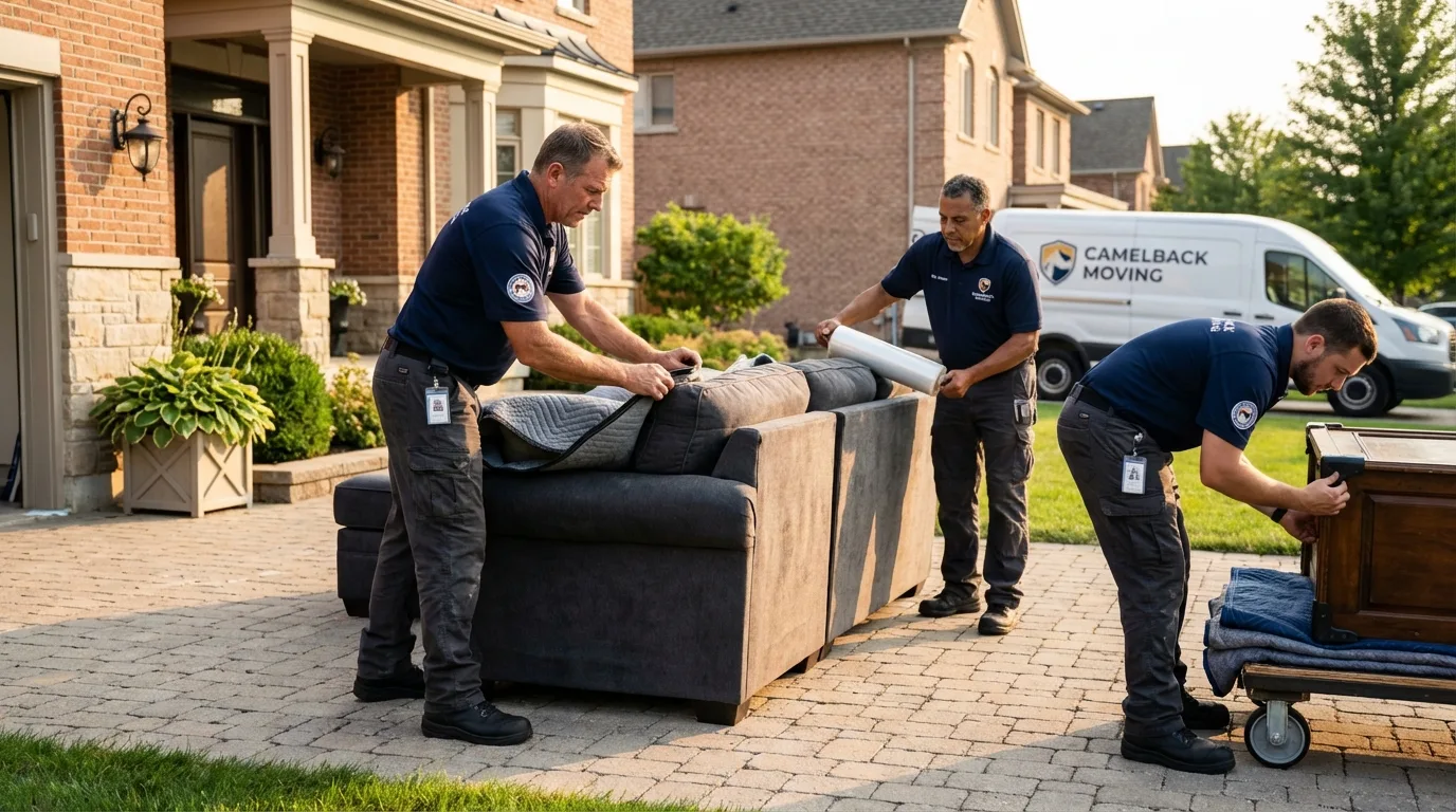 Large estate moving crew wrapping furniture in Pablo, MT